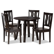Baxton Studio Anesa Modern and Contemporary Transitional Dark Brown Finished Wood 5-Piece Dining Set